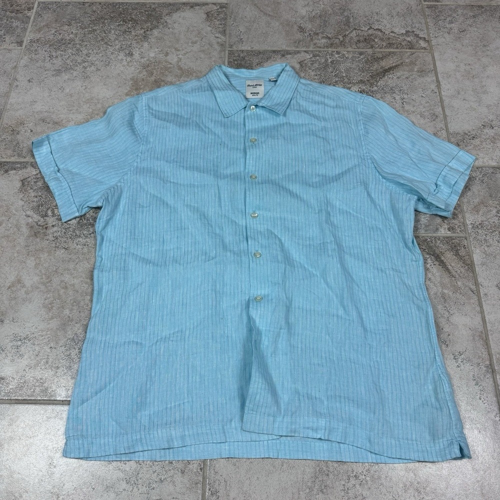 Murano Baird McNutt Linen Shirt‎ Mens XL Blue Slim Fit Preppy Classic